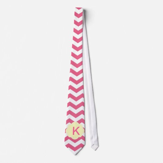 Elegant, trendy, mooi roze chevron monogram stropdas (Voorkant)