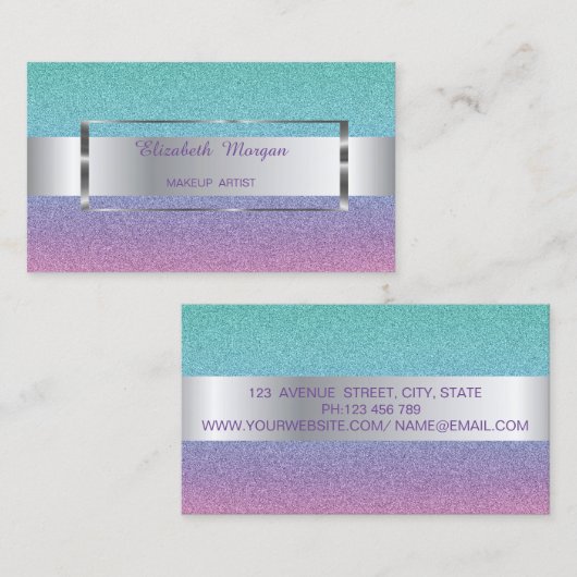 Elegant Trendy Ombre Glitter Stripe , Lijst Visitekaartje (Voorkant / Achterkant)