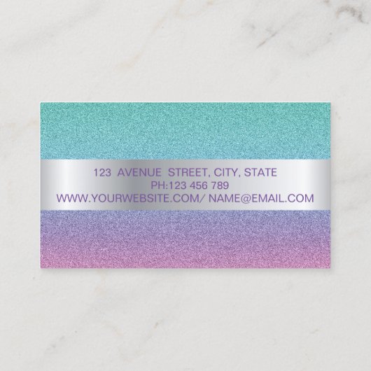 Elegant Trendy Ombre Glitter Stripe , Lijst Visitekaartje (Achterkant)