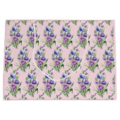 Elegant Trendy Paarse Blauw Bloemenpatroon Groot Cadeauzakje (Voorkant)