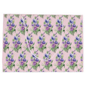 Elegant Trendy Paarse Blauw Bloemenpatroon Groot Cadeauzakje (Achterkant)