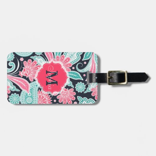 Elegant trendy paisley florale afbeelding bagagelabel (Voorkant horizontaal)