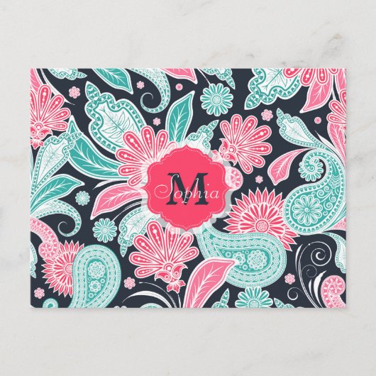 Elegant trendy paisley florale afbeelding briefkaart (Voorkant)