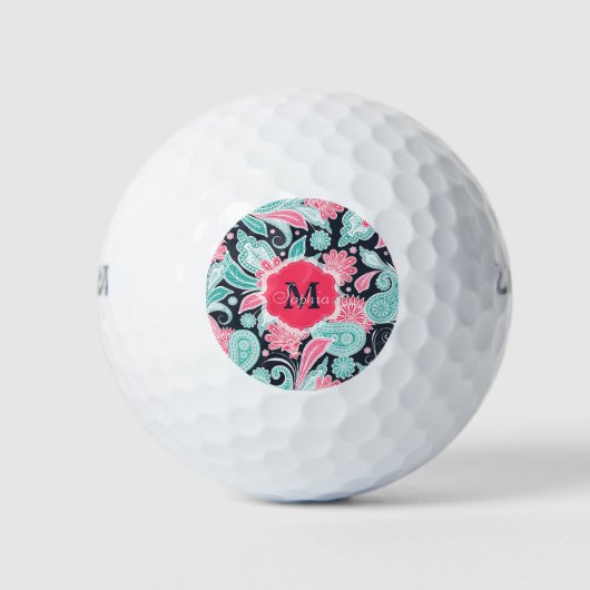 Elegant trendy paisley florale afbeelding golfballen (Voorkant)