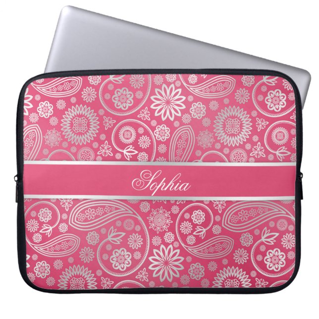 Elegant trendy paisley florale afbeelding laptop sleeve (Voorkant)