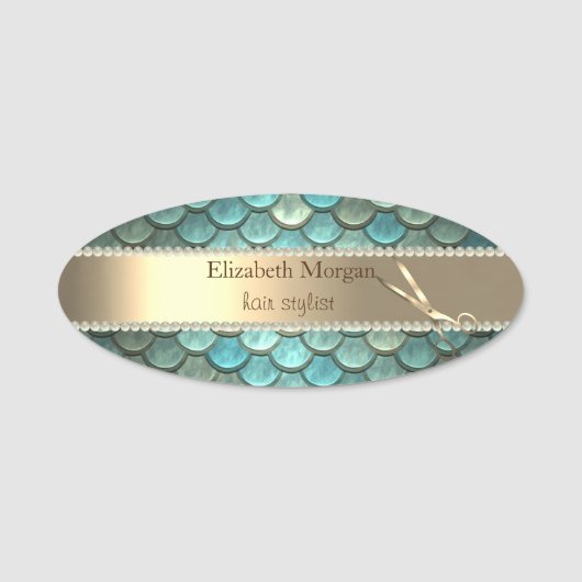 Elegant Trendy, parels, goudschaar Naamplaatje (Voorkant)