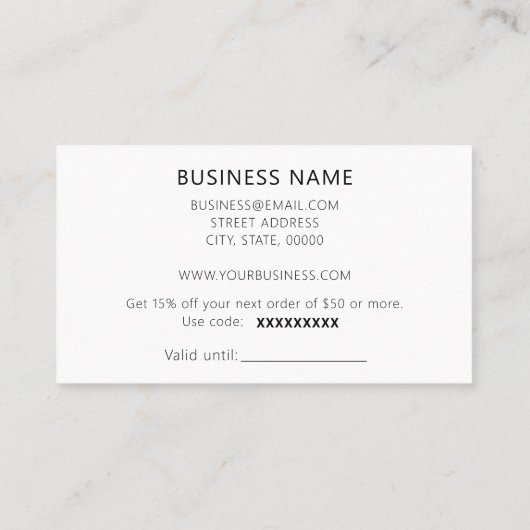 Elegant Trendy Pastel Pink Modern Discount Kaart Kortingskaartje (Achterkant)