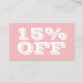 Elegant Trendy Pastel Pink Modern Discount Kaart Kortingskaartje (Voorkant)
