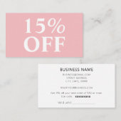 Elegant Trendy Pastel Pink Modern Kortingskaartje (Voorkant / Achterkant)