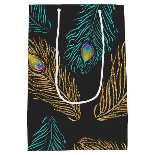 Elegant trendy peace-veren patroon medium cadeauzakje (Achterkant)