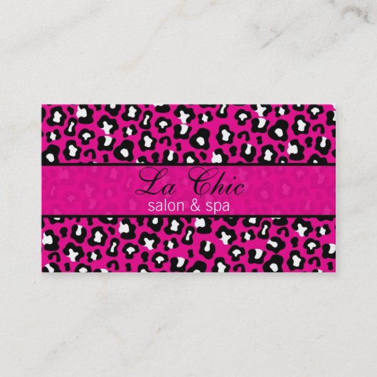 Elegant & Trendy Pink Cheetah Leopard Print Card Visitekaartje (Voorkant)