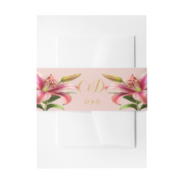 Elegant Trendy Pink Floral Wedding Uitnodigingen Wikkel