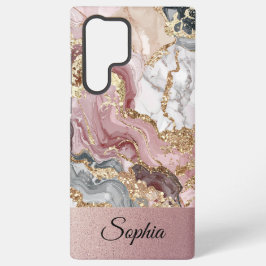 Elegant trendy Pink Gold Glitter Swirl Samsung Galaxy Hoesje
