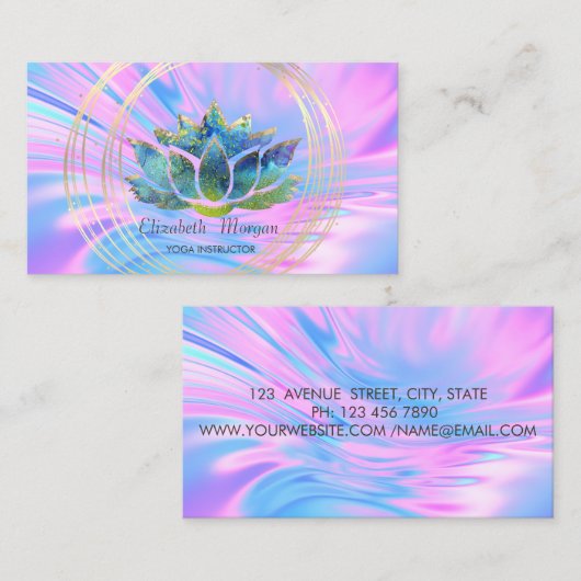 Elegant Trendy Professional, Gold Circles Lotus Visitekaartje (Voorkant / Achterkant)