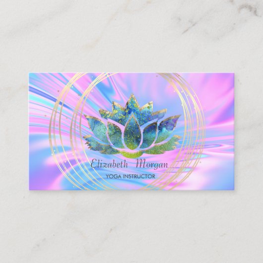 Elegant Trendy Professional, Gold Circles Lotus Visitekaartje (Voorkant)