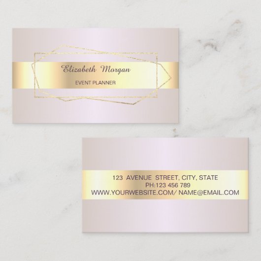 Elegant Trendy Professional Gold Geometric, Lijst Visitekaartje (Voorkant / Achterkant)