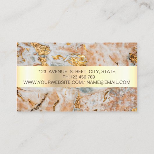 Elegant Trendy Professional Gold Stripe Marble Visitekaartje (Achterkant)