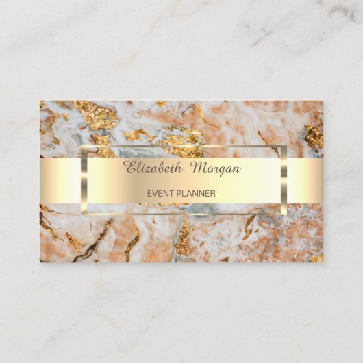 Elegant Trendy Professional Gold Stripe Marble Visitekaartje (Voorkant)