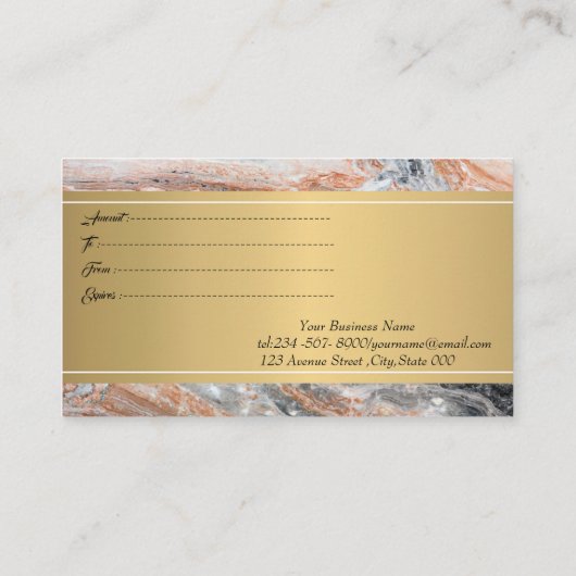 Elegant Trendy Professional Marble Gold Confetti Kortingskaartje (Achterkant)