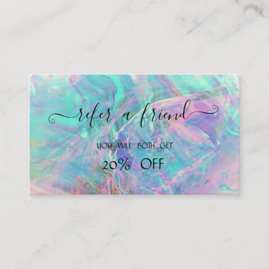 Elegant Trendy Professional Opal Iridescent Aanbevelingskaartje (Voorkant)