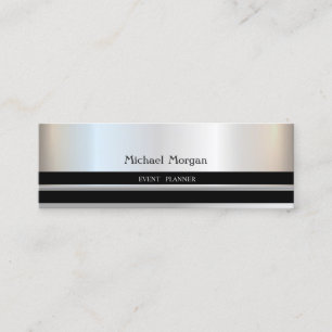 Elegant Trendy Professional, Silver, Striped Mini Visitekaartje