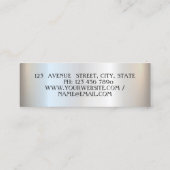 Elegant Trendy Professional, Silver, Striped Mini Visitekaartje (Achterkant)