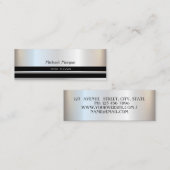 Elegant Trendy Professional, Silver, Striped Mini Visitekaartje (Voorkant / Achterkant)