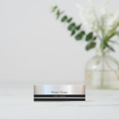Elegant Trendy Professional, Silver, Striped Mini Visitekaartje (Staand voorkant)