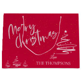 Elegant Trendy Red Abstracte Boom Kerst Groot Cadeauzakje (Voorkant)