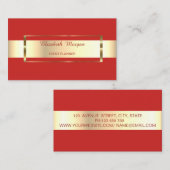 Elegant Trendy Red Stripe Gold Lijst Visitekaartje (Voorkant / Achterkant)