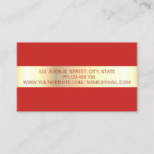 Elegant Trendy Red Stripe Gold Lijst Visitekaartje (Achterkant)