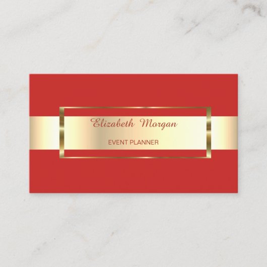 Elegant Trendy Red Stripe Gold Lijst Visitekaartje (Voorkant)