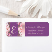 Elegant Trendy Romantic, Violet Waterverf Flowers Etiket (Insitu)