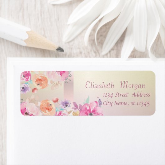 Elegant Trendy Romantic Waterverf Flowers Etiket (Insitu)