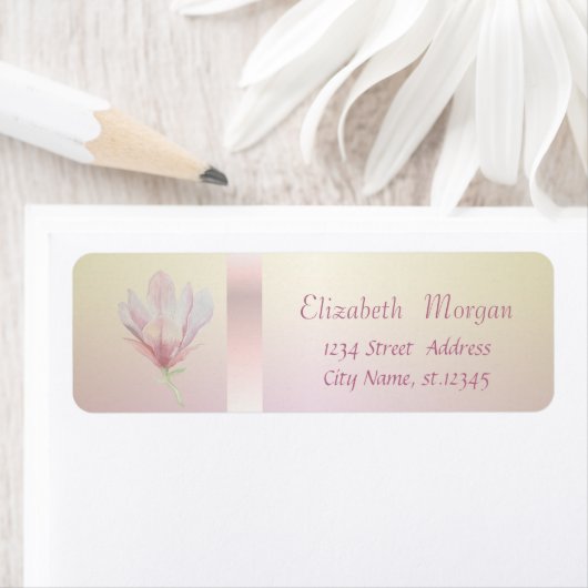 Elegant Trendy Romantic Waterverf Magnolia Etiket (Insitu)