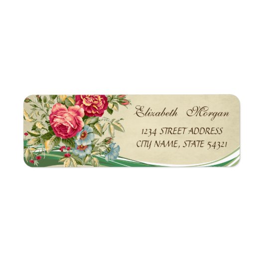 Elegant Trendy Romantisch - Bloemen Adreslabel Etiket (Voorkant)