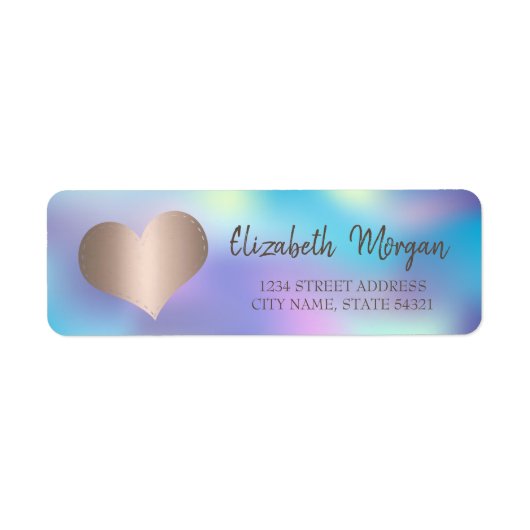 Elegant Trendy, Roos Gold Heart, holografisch Etiket (Voorkant)