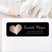 Elegant Trendy, Roos Gold Heart, zwart adreslabel Etiket (Insitu)
