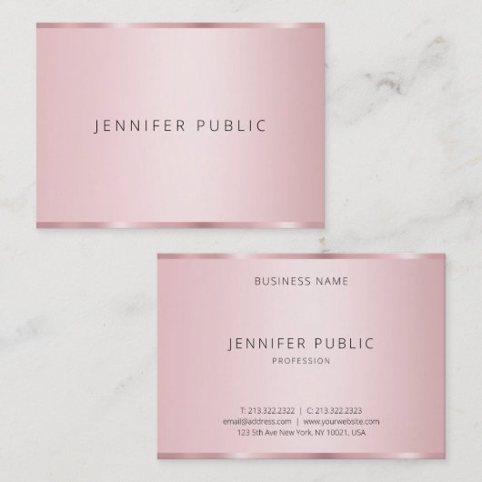 Elegant Trendy Roos Gouden Kleur Sjabloon Modern Visitekaartje (Voorkant / Achterkant)