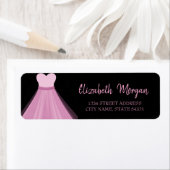 Elegant Trendy, roze dress, zwart adreslabel Etiket (Insitu)