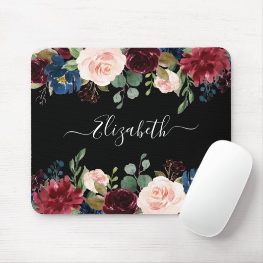 Elegant Trendy Script Waterverf Gemengd Floral Muismat (Met muis)