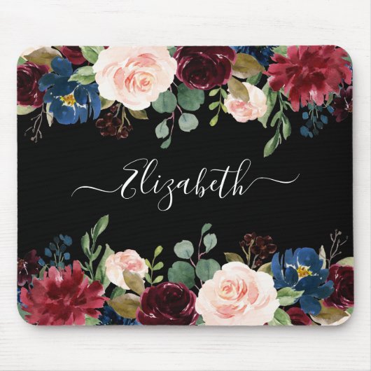 Elegant Trendy Script Waterverf Gemengd Floral Muismat (Voorkant)