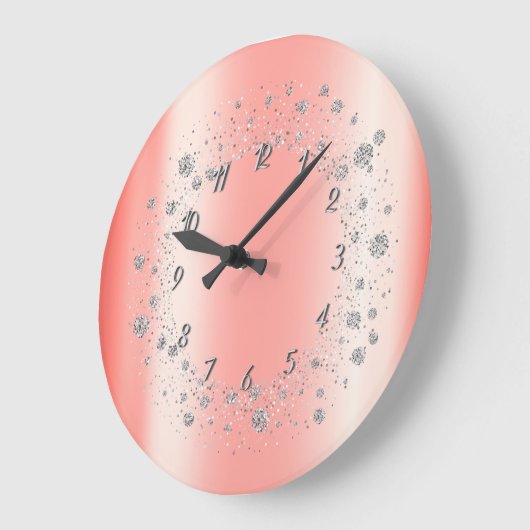 Elegant Trendy Silver Confetti Grote Klok (Hoek)