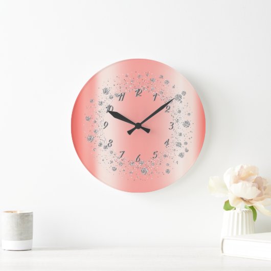 Elegant Trendy Silver Confetti Grote Klok (Huis)