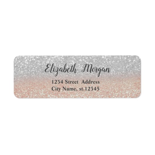Elegant Trendy Silver Glitter Bokeh Etiket (Voorkant)