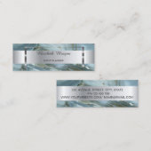 Elegant Trendy Silver Stripe Lijst, marmer Mini Visitekaartje (Voorkant / Achterkant)