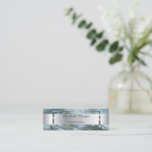 Elegant Trendy Silver Stripe Lijst, marmer Mini Visitekaartje (Staand voorkant)