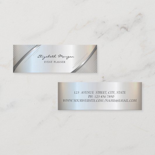 Elegant Trendy, Silver Stripes Mini Visitekaartje (Voorkant / Achterkant)