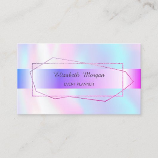 Elegant Trendy Stripe Geometric Lijst Holographic Visitekaartje (Voorkant)