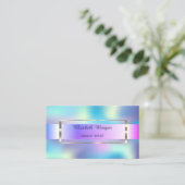 Elegant Trendy Stripe Gold Lijst Holographic Visitekaartje (Staand voorkant)